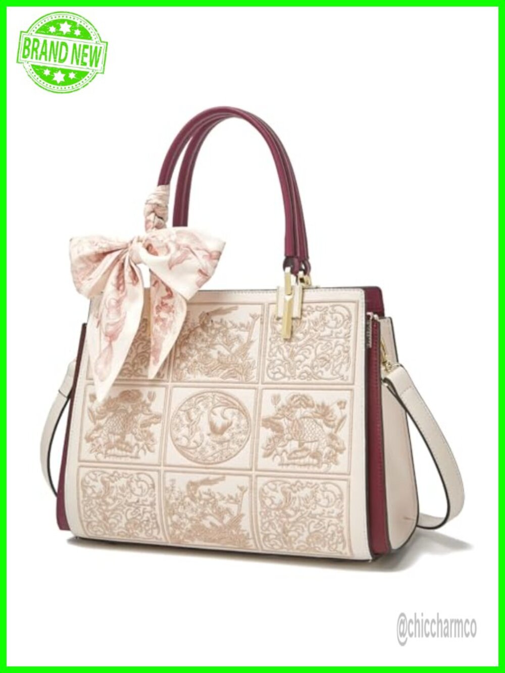 FOXLOVER Top Handle Satchel Handbag Embroidered Vintage Purses
